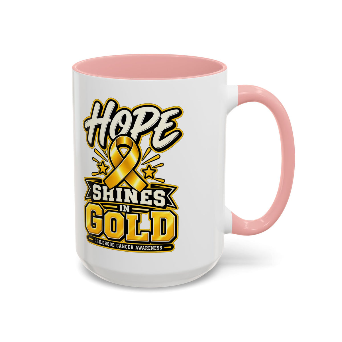 Hope Shines in Gold Coffee Mug — Childhood Cancer Awareness Accent Mug