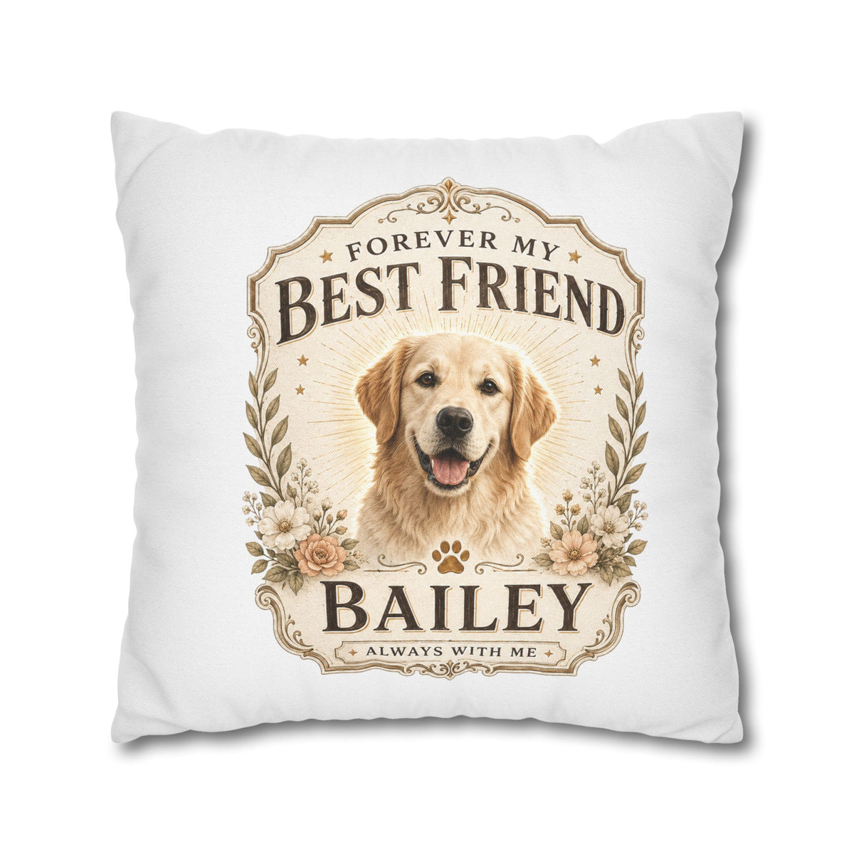 Personalized Dog Pillowcase  Milo Bailey Dog Dad Mom— "Forever My Best Friend" Custom Pet Name Cushion Cover