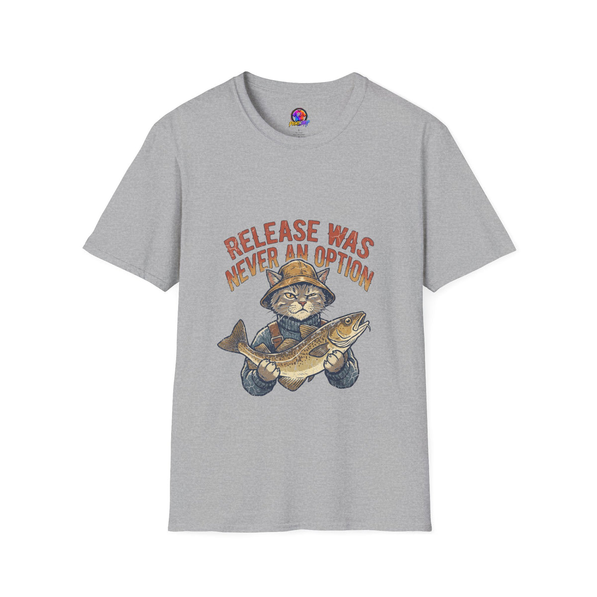 Funny And Witty Fishing Cat T-Shirt – "Release Was Never An Option" Vintage Angler Tee