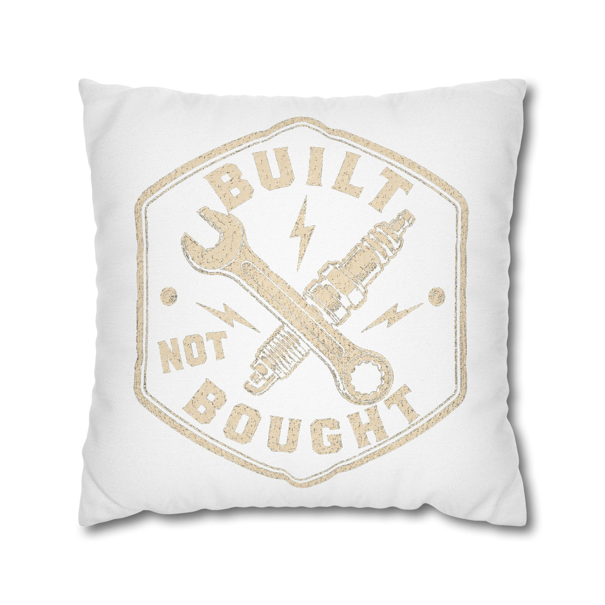 Built Not Bought Decorative Pillowcase –Milo Bailey Dog Dad Mom  Mechanic Wrench & Spark Plug Accent Cushion Cover
