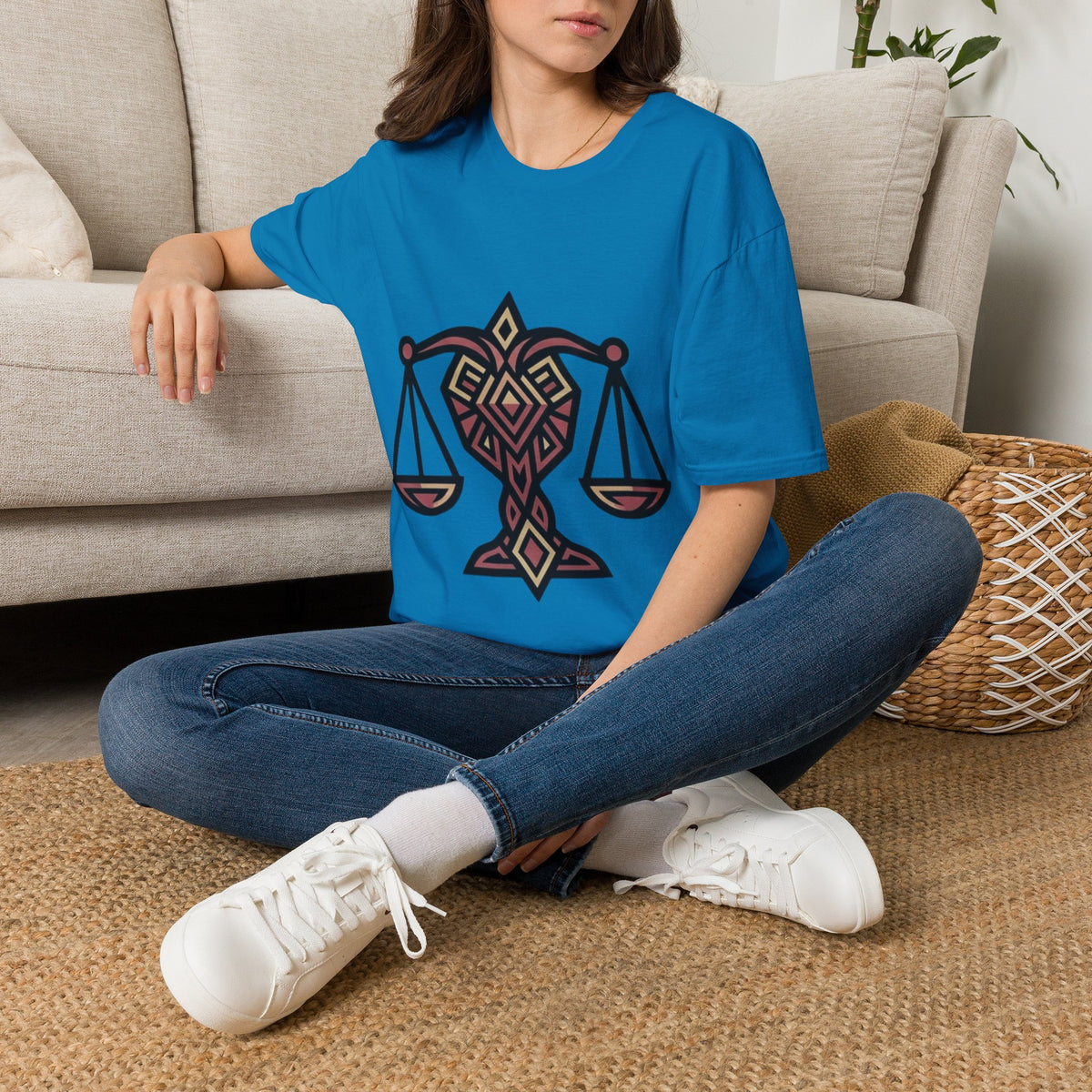Libra Scales T-Shirt — Geometric Zodiac Libra Tee