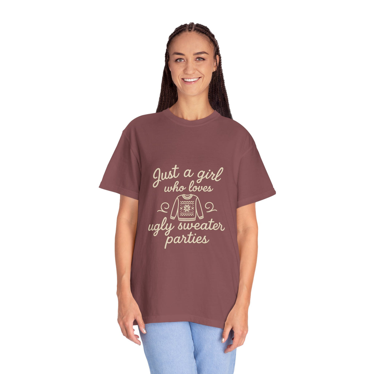 Ugly Sweater Party T-Shirt — "Just a Girl Who Loves Ugly Sweater Parties" - Trending Now - October 2026