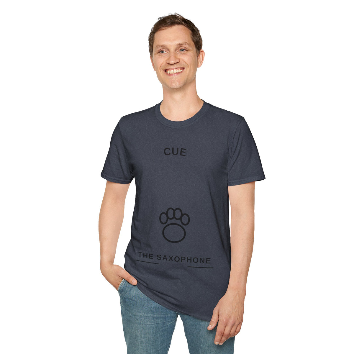 Cue The Saxophone Paw Print T-Shirt - Minimalist Pet Lover Jazz Tee - Trending Now - September 2026