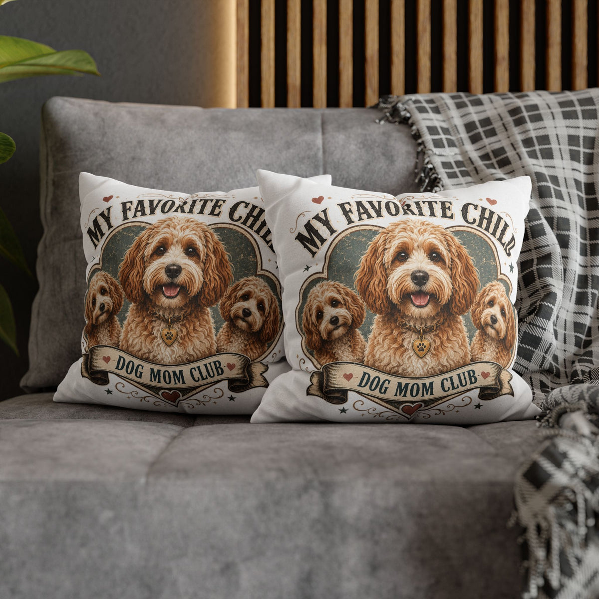 My Favorite Child Dog Mom Club Pillowcase  Milo Bailey Dog Dad Mom— Cute Doodle Pet Throw Pillow Cover