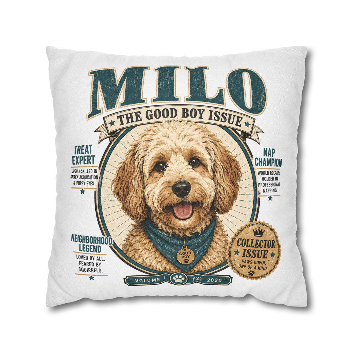 Milo "The Good Boy Issue" Decorative Pillowcase Milo Bailey Dog Dad Mom