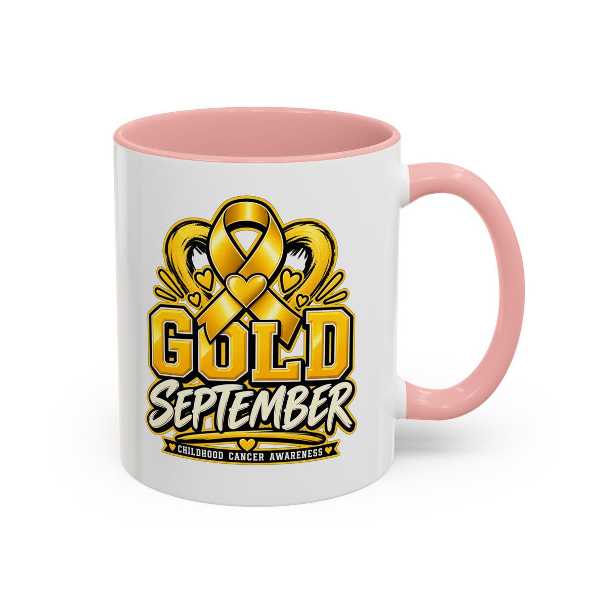 Gold September Coffee Mug — Childhood Cancer Awareness Accent Mug (11/15oz)