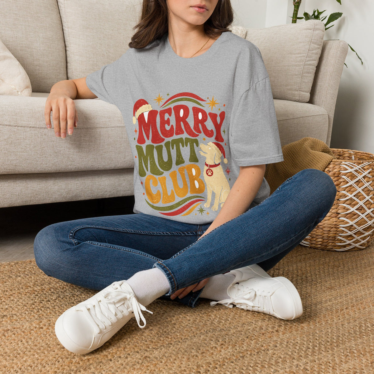 Merry Mutt Club T-Shirt — Retro Christmas Dog Lover Tee