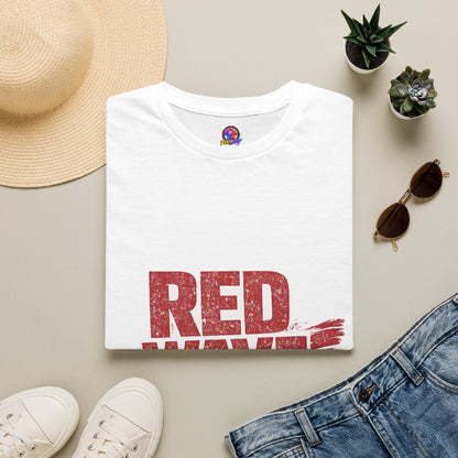 South Korea Red Wave Graphic T‑Shirt — Vintage Distressed Logo Tee