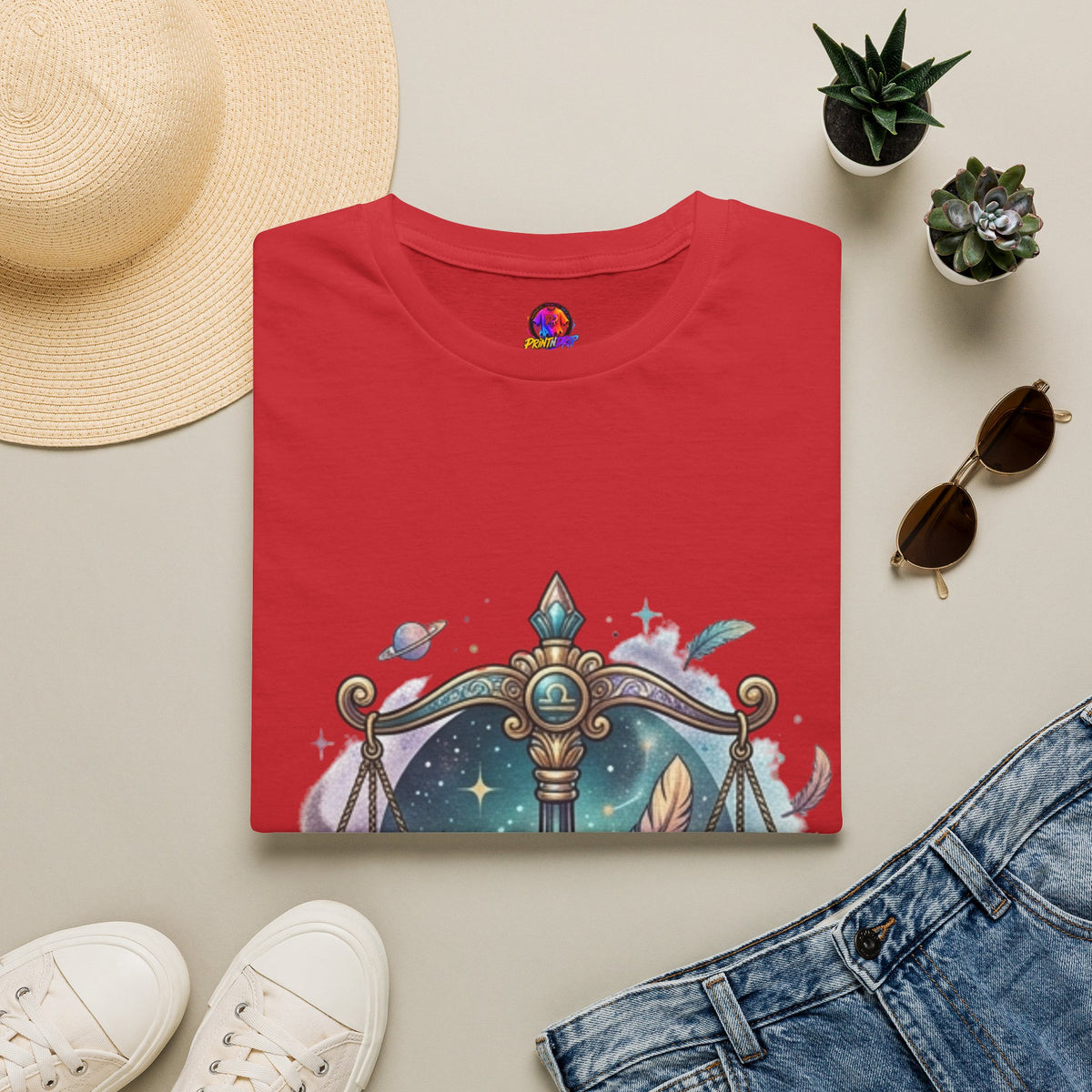 Libra Scales Zodiac T-Shirt — Celestial Astrology Graphic Tee