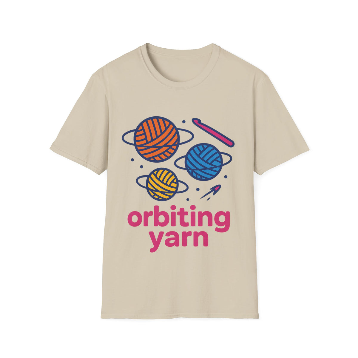 "Orbiting Yarn" Space Galaxy Crochet Graphic Tee - Funny Knitting Crafter White T-Shirt - Trending Now - September 2026
