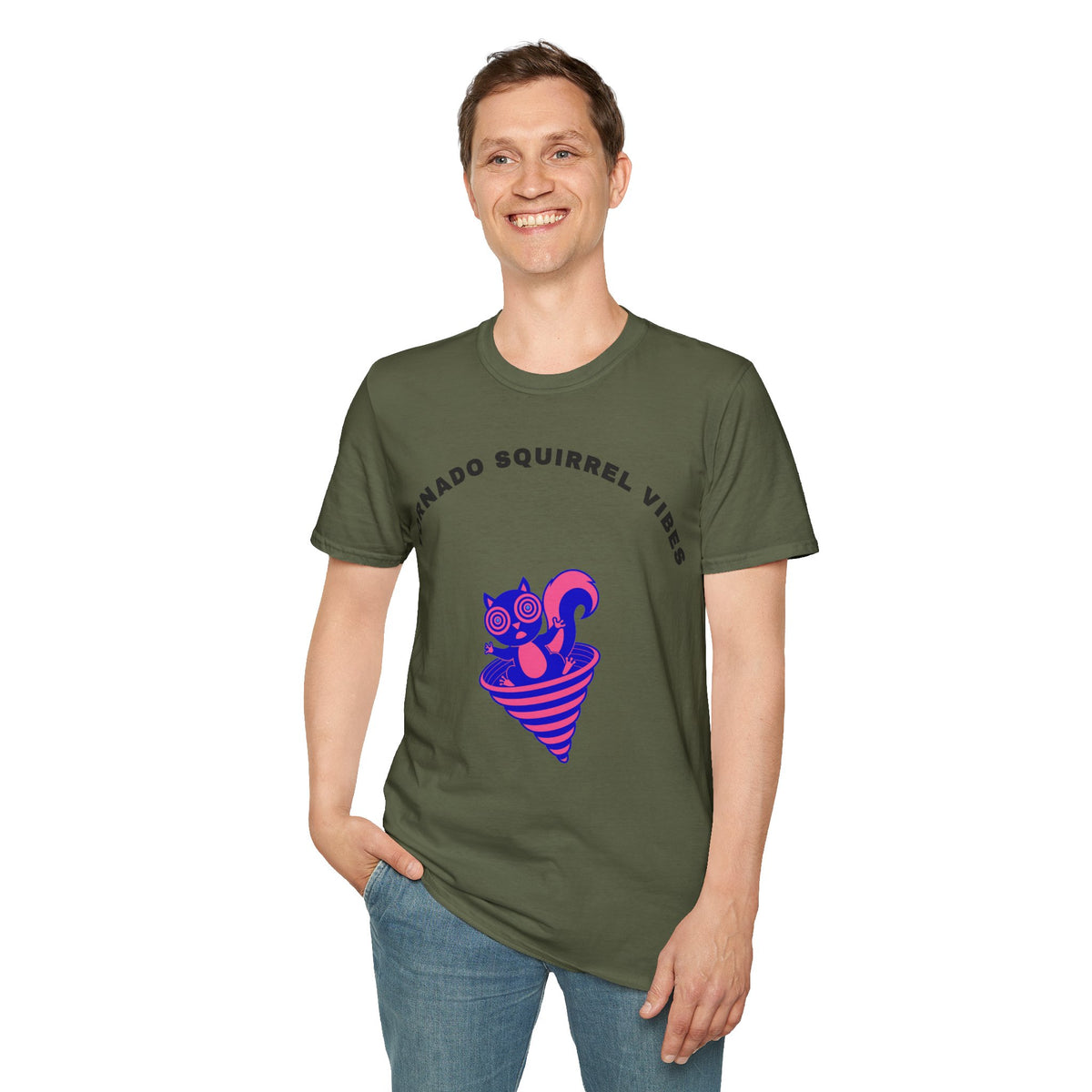 T-Shirt — Tornado Squirrel Vibes Cute Cat Cone Graphic Tee - Trending Now - September 2026