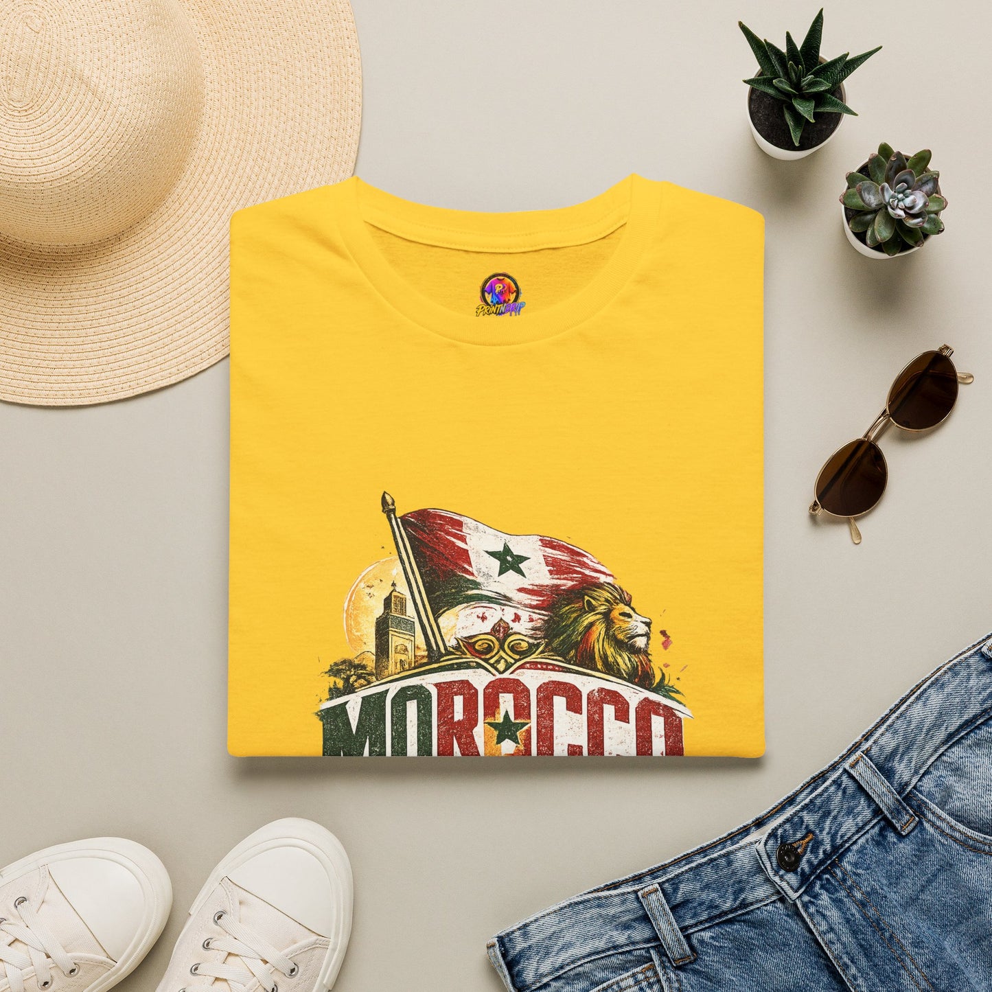 Morocco Soccer T-Shirt — Vintage Flag & Lion Football Tee