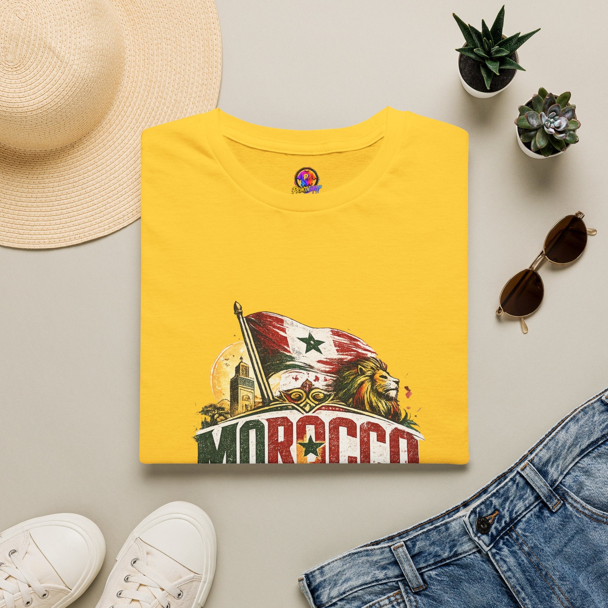 Morocco Soccer T-Shirt — Vintage Flag & Lion Football Tee