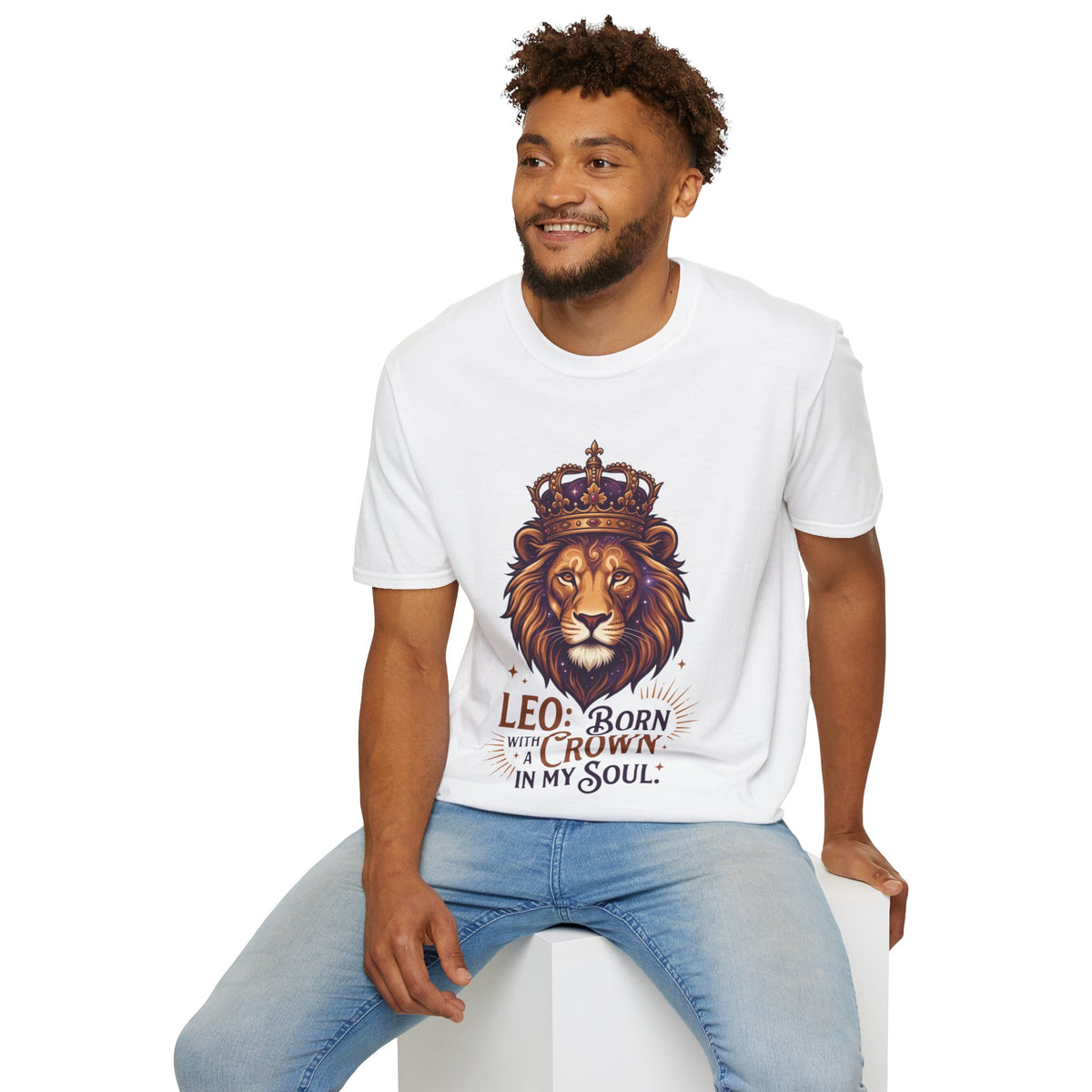 Leo Zodiac Lion T-Shirt — "Born with a Crown in My Soul" Zodiac Graphic Tee