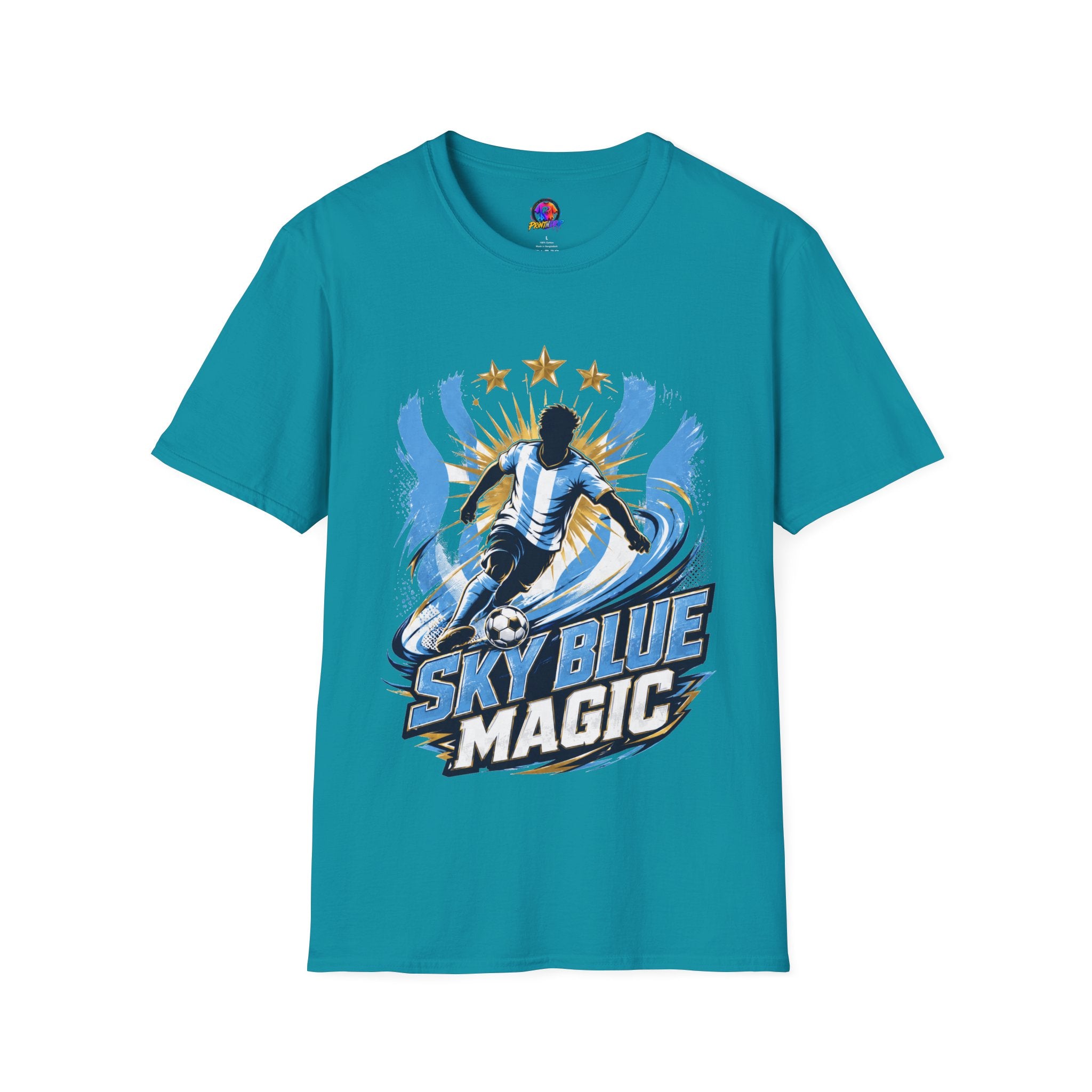 Argentina Sky Blue Magic Soccer T-Shirt — Argentinian Football Player Graphic Tee