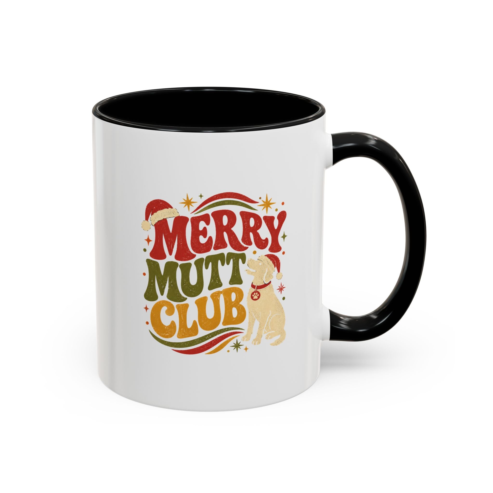 Modern Day Christmas Merry Mutt Club Accent Coffee Mug — Festive Dog Lover Holiday Gift