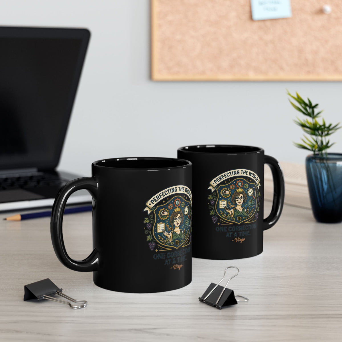 Virgo Zodiac Mug Correctional Officer Mug — "Perfecting the World One Correction at a Time" Black Coffee Cup