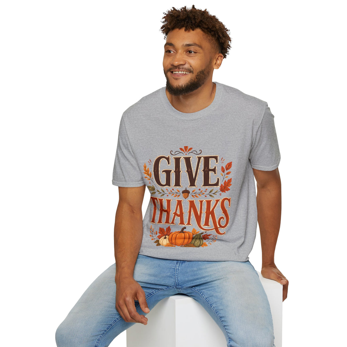 Thanksgiving T-Shirt Give Thanks T-Shirt — Autumn Thanksgiving Graphic Tee
