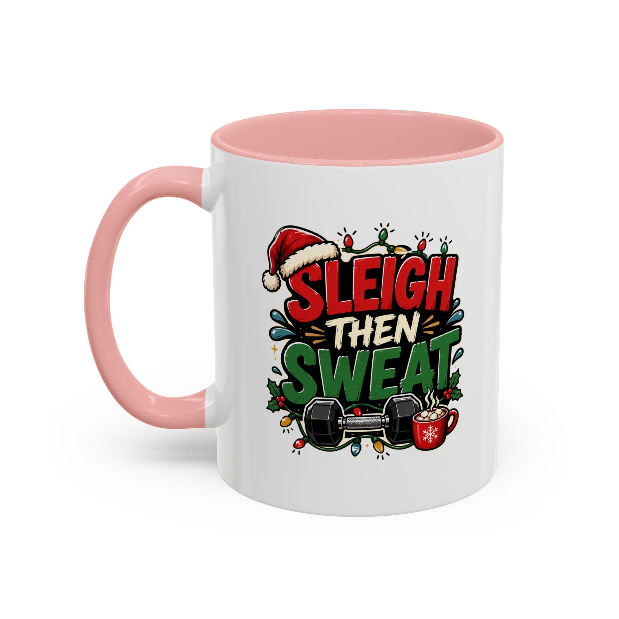 Modern Day Christmas Sleigh Then Sweat Coffee Mug — Festive Gym Motivational Holiday Gift