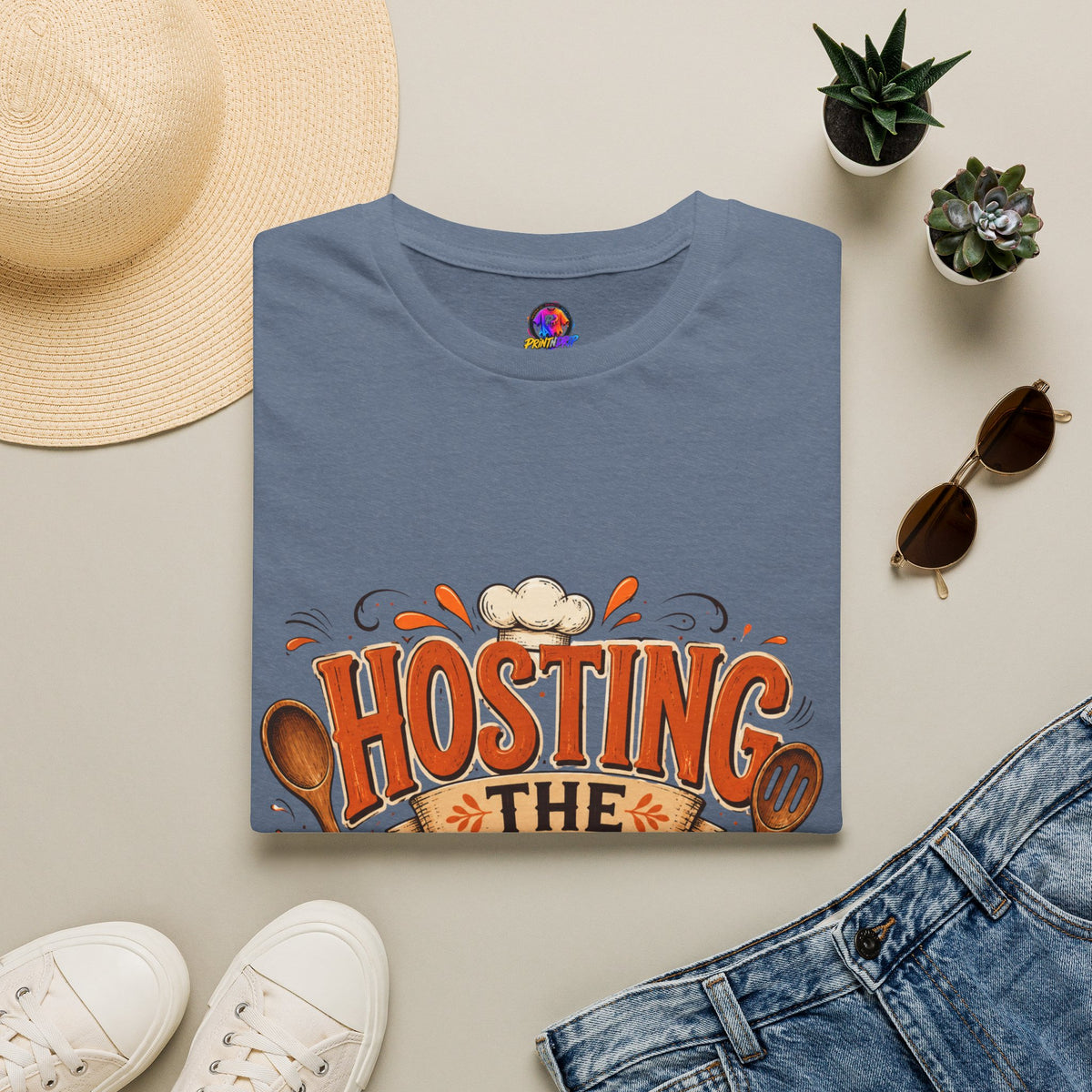 Thanksgiving T-Shirt Hosting the Chaos T-Shirt — Funny Thanksgiving Cooking Shirt for Hosts