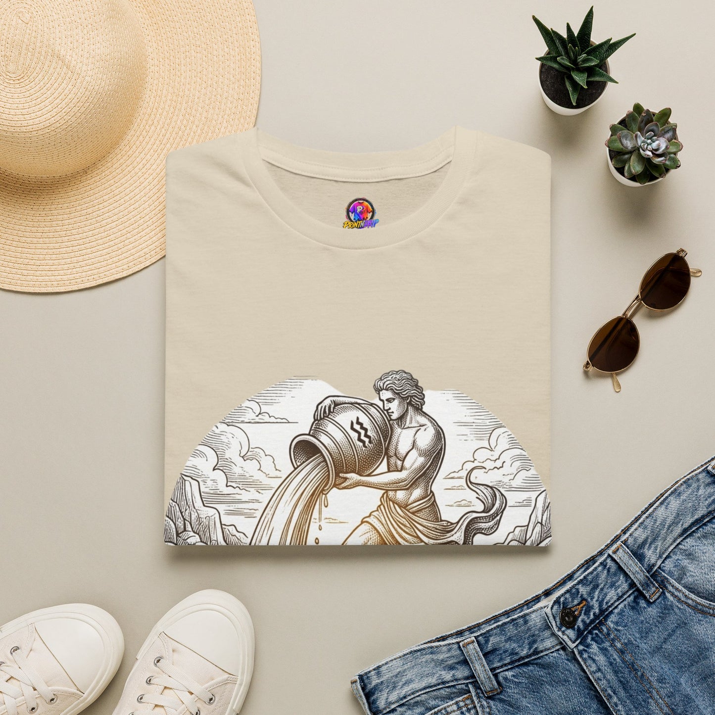 Aquarius Zodiac T-Shirt — Vintage Water Bearer Astrology Tee