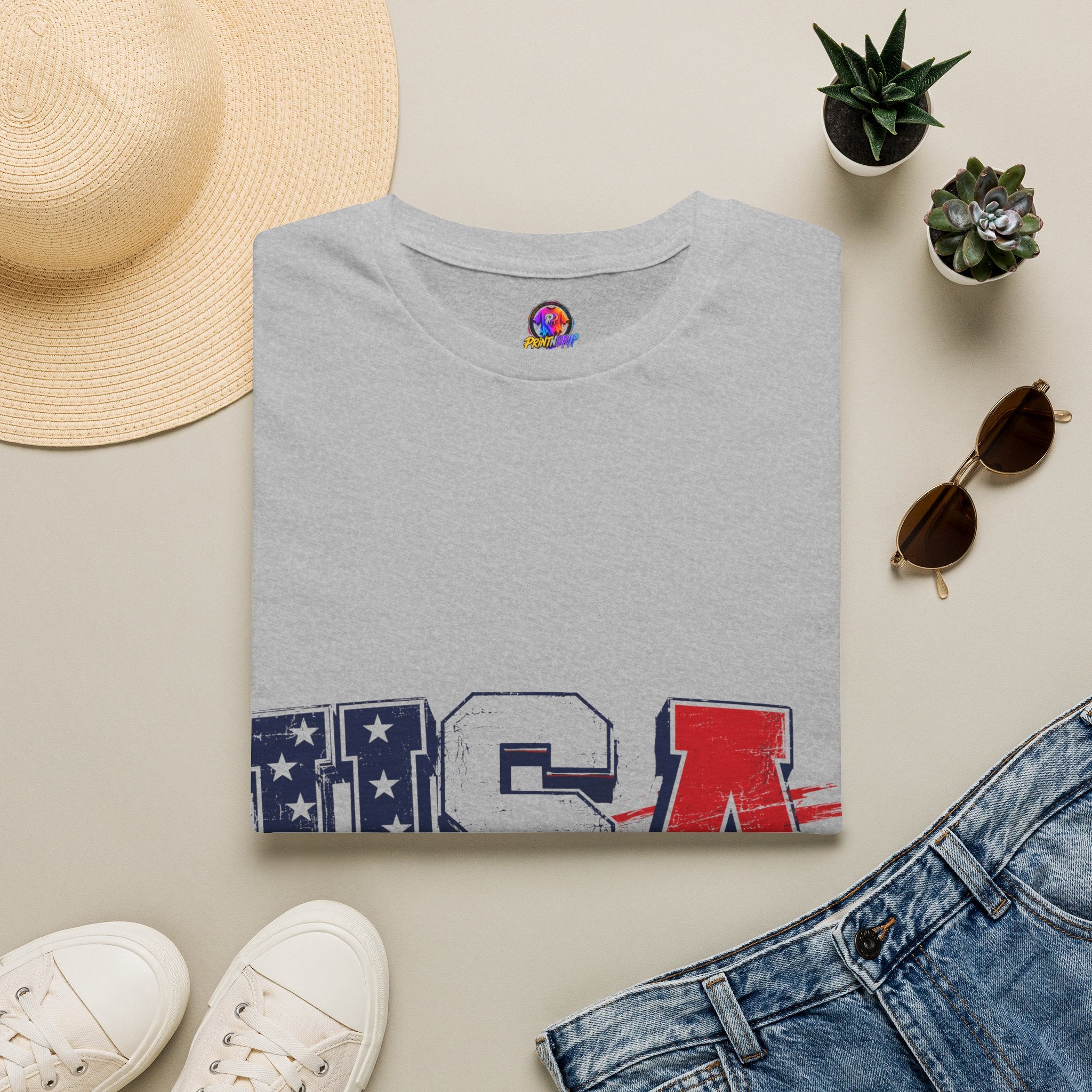 USA Flag Graphic T-Shirt — Patriotic Red White & Blue Tee