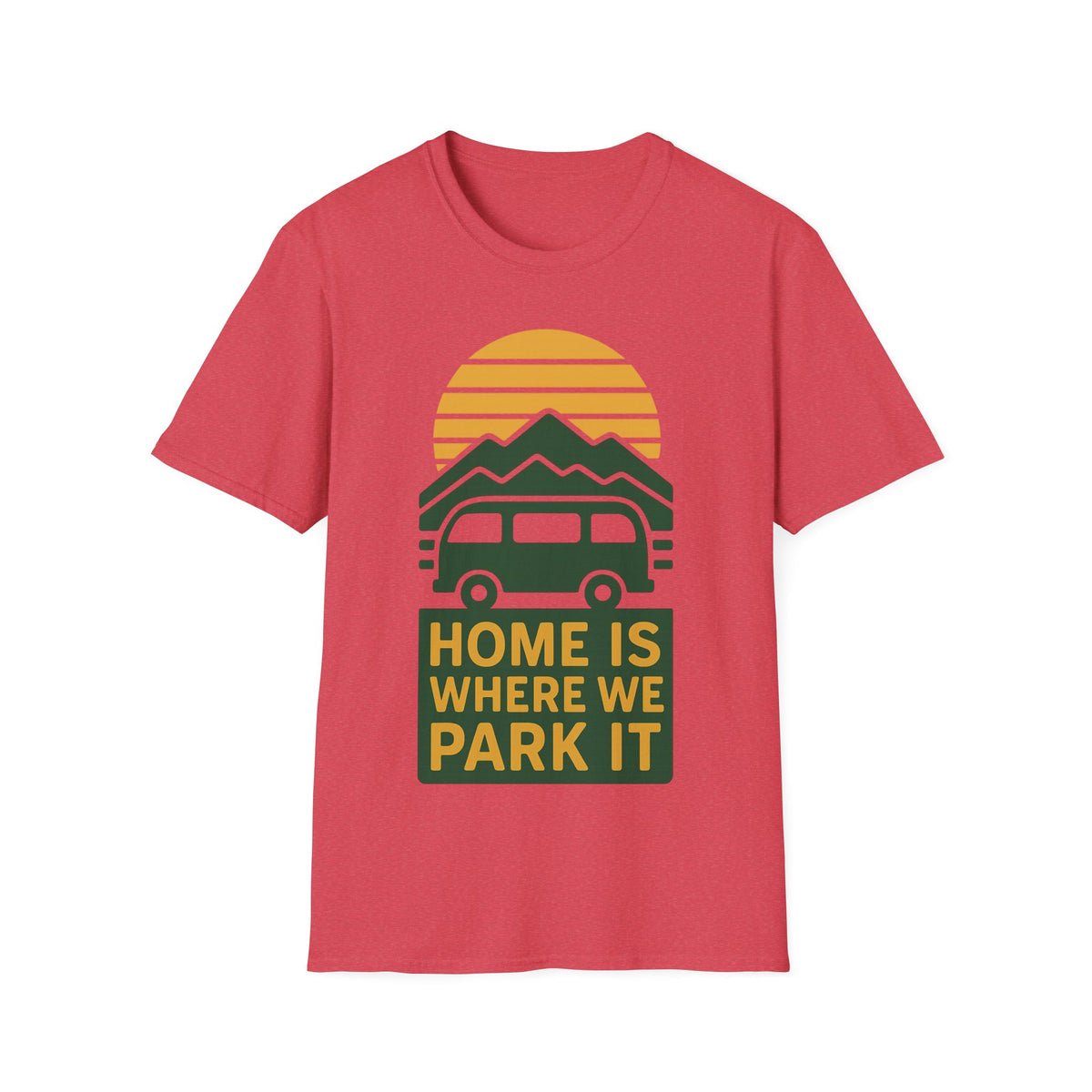 Camping T-Shirt — "Home Is Where We Park It" Retro Mountain Sunset Tee - Trending Now - September 2026