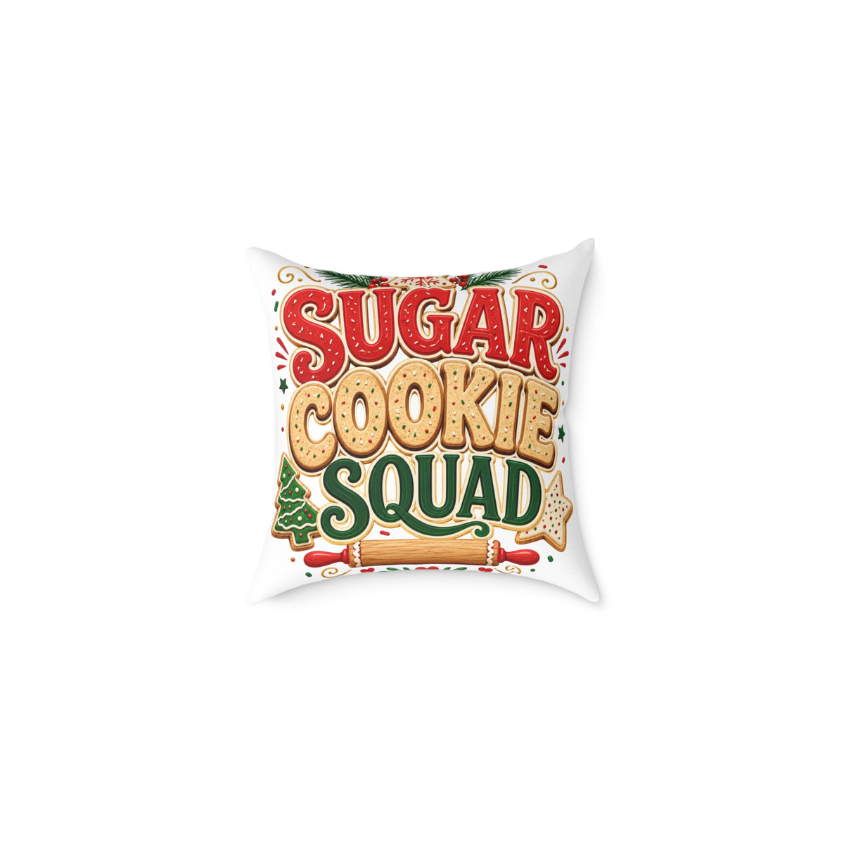 Christmas Sugar Cookie Squad Pillow – Christmas Holiday Decorative Throw Pillow