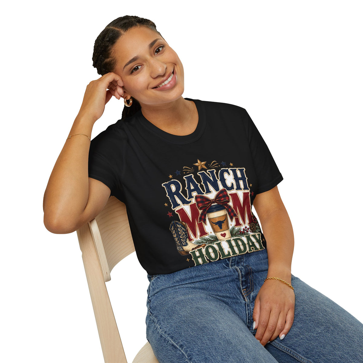 Ranch Mom Holiday Hustle T-Shirt — Festive Western Mom Tee