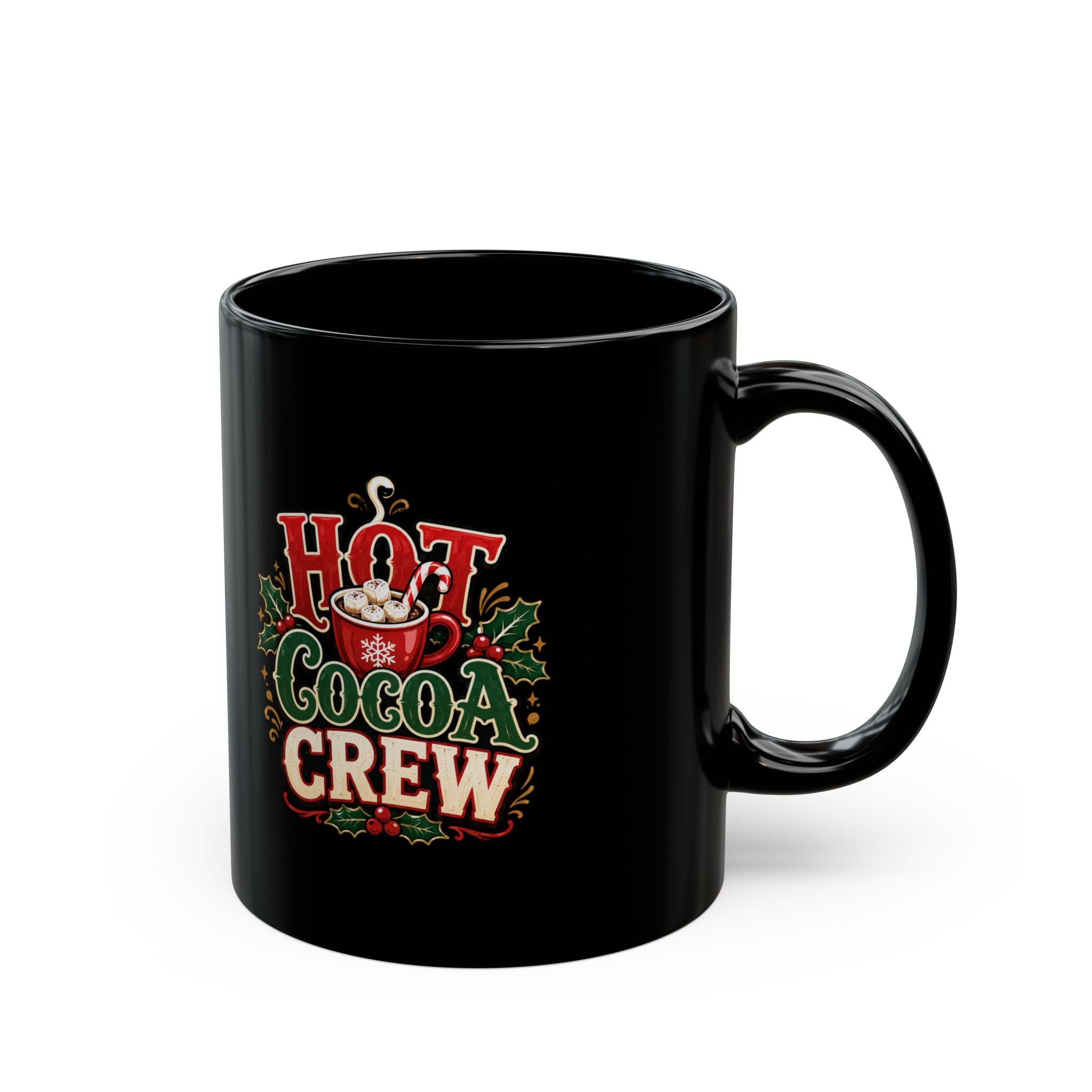 Hot Cocoa Crew Mug — Black Holiday Coffee Cup