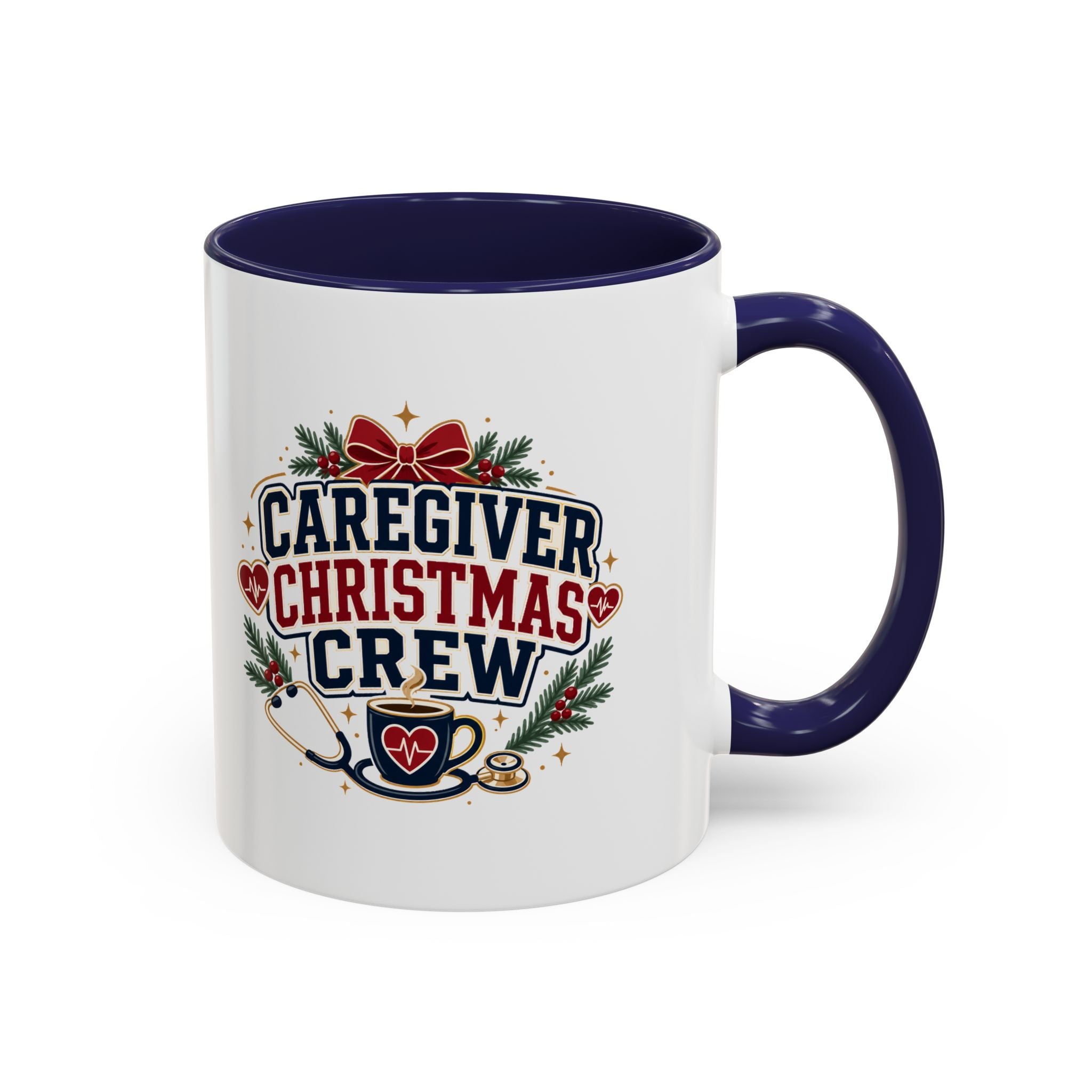 Modern Day Christmas Caregiver Christmas Crew Accent Coffee Mug – Holiday Nurse & Caregiver Gift (11/15oz)