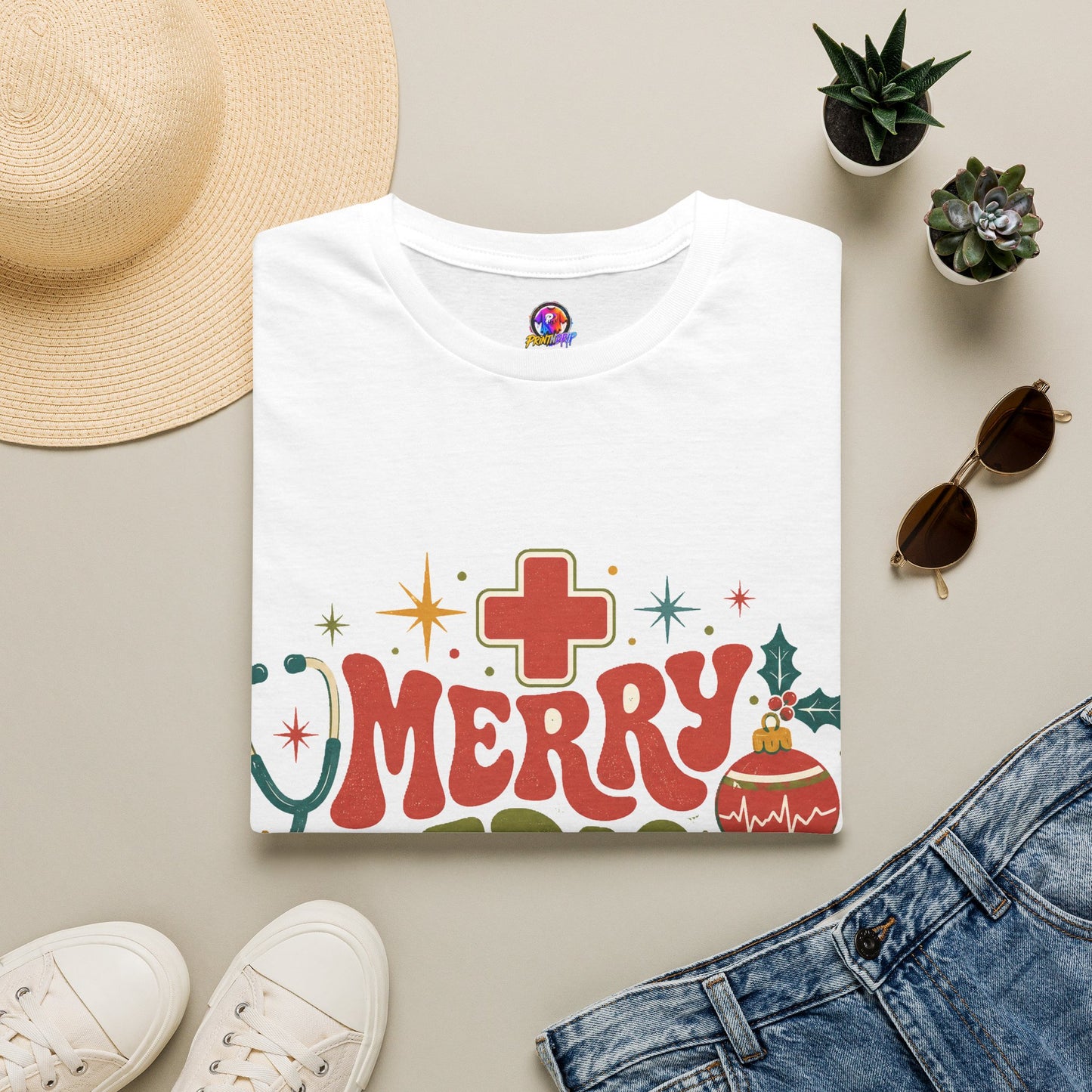 Merry Medical Mood T-Shirt — Christmas Nurse & Healthcare Holiday Tee