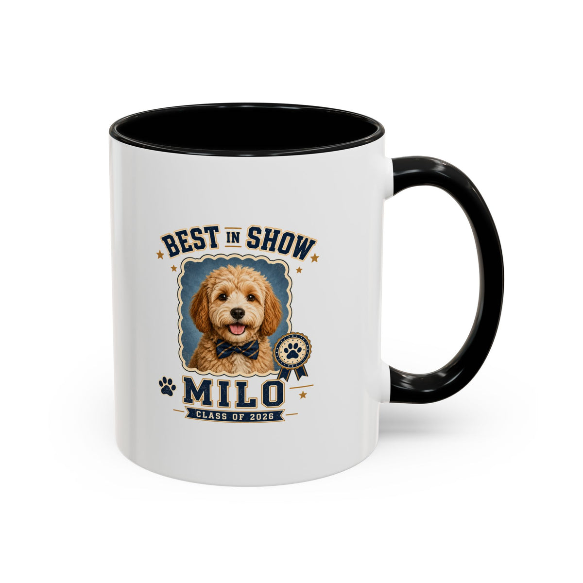 Milo Bailey Dog Dad Mom Best in Show Milo Personalized Dog Coffee Mug — Custom Pet Name Accent Mug