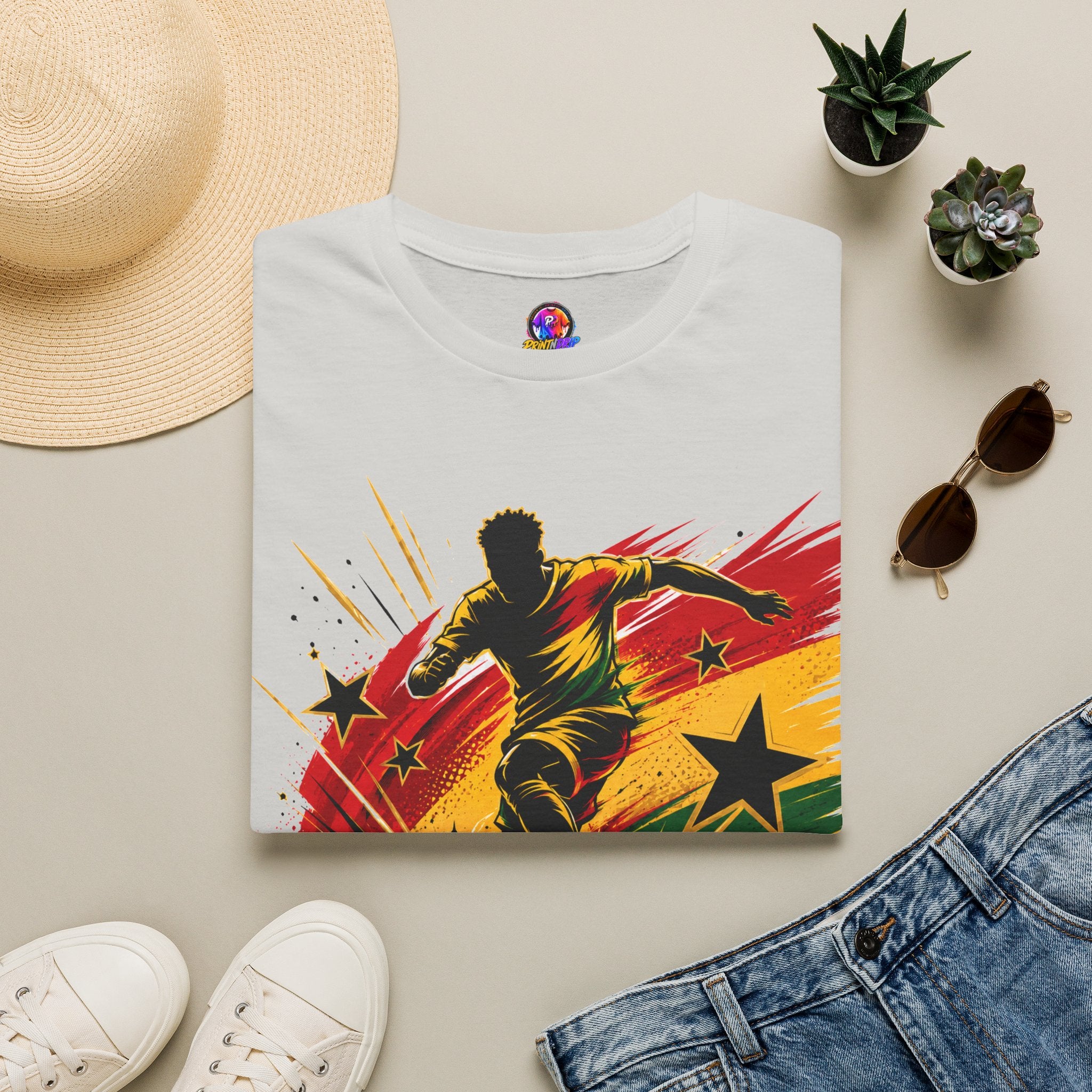Ghana Star Power Soccer T-Shirt — Afro Football Fan Tee - Ghana T-Shirt