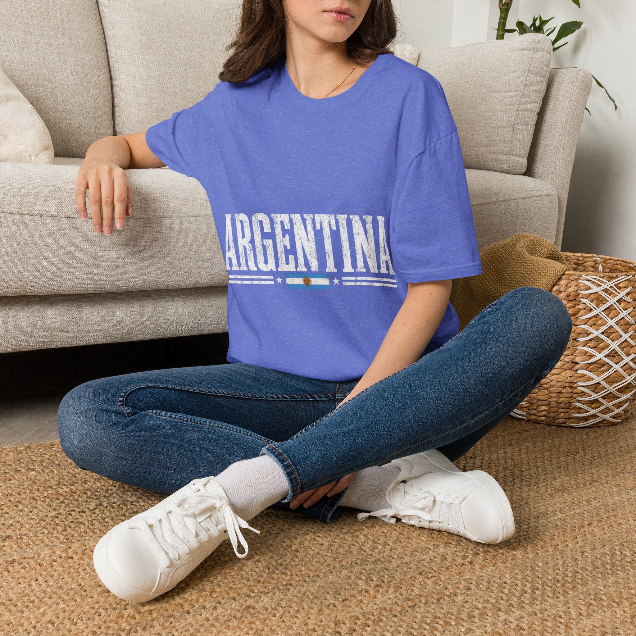 Argentina Graphic T-Shirt — Retro Flag Stripe Football Soccer Tee