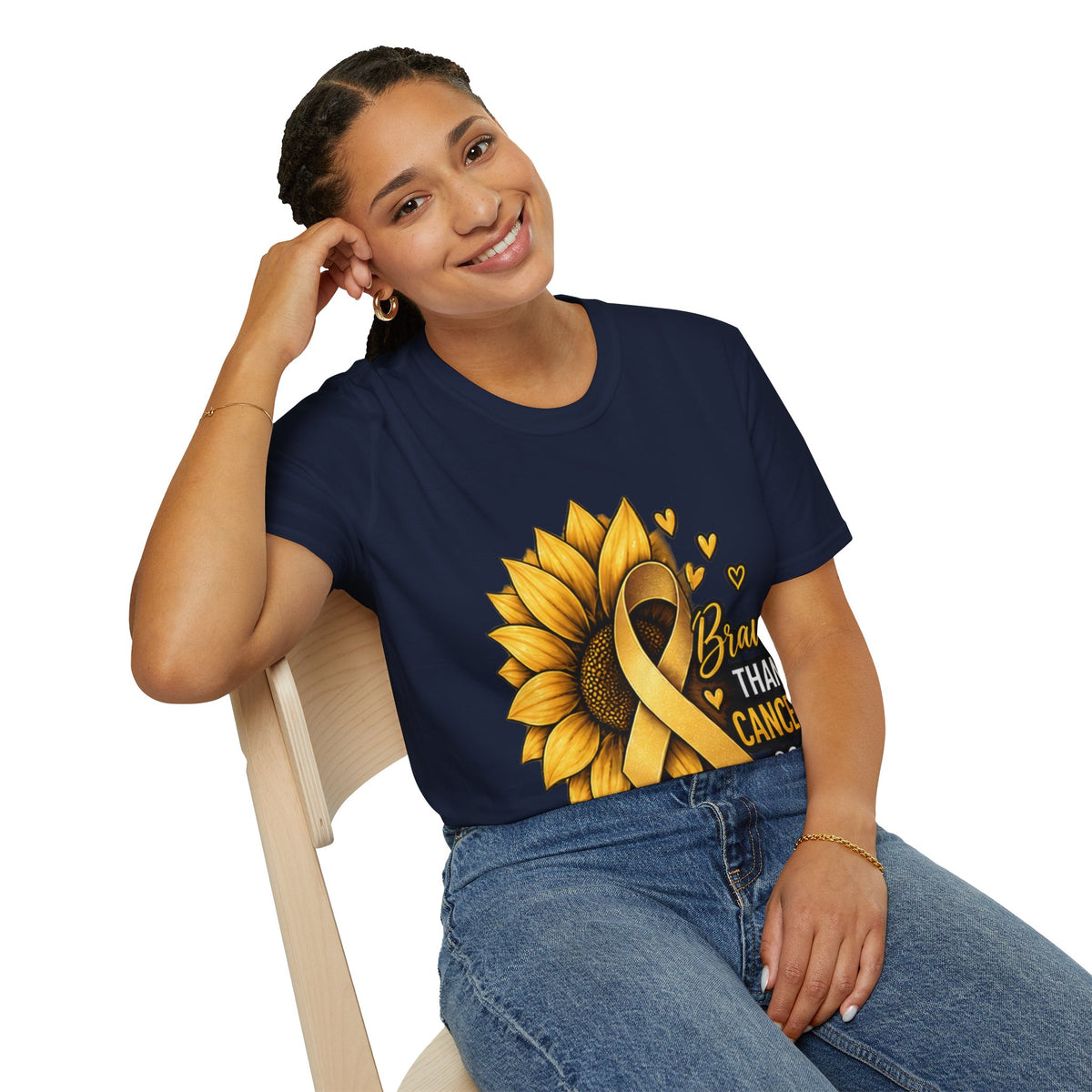 Braver Than Cancer Childhood Cancer Awareness Sunflower T-Shirt