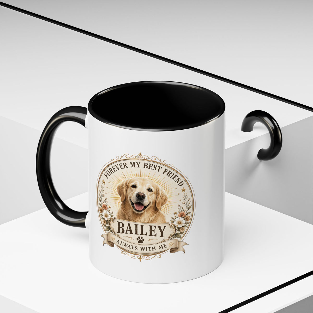 Milo Bailey Dog Dad Mom Golden Retriever Memorial Coffee Mug – "Forever My Best Friend" Personalized Name Accent Mug