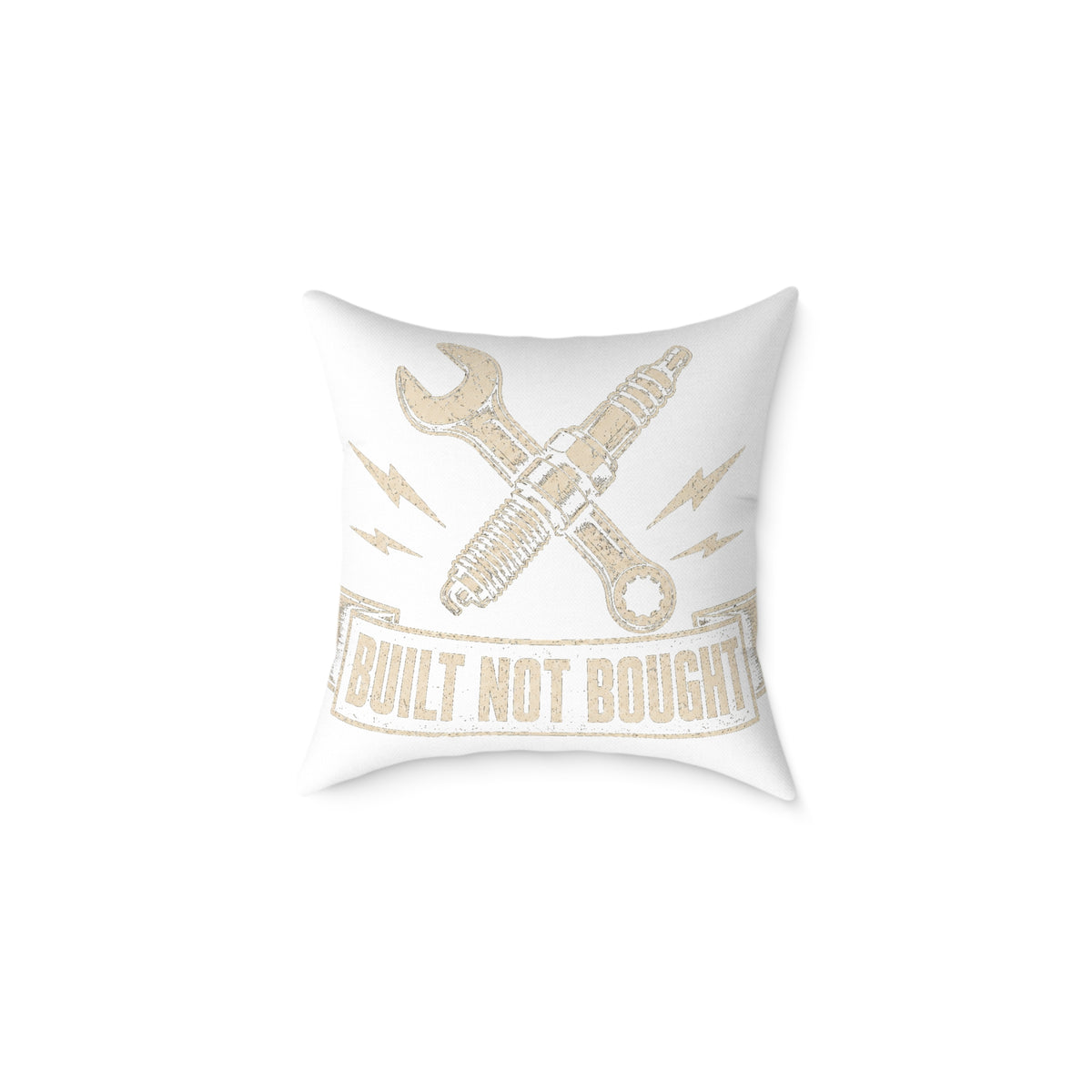 Built Not Bought Pillow - Mechanic Tool Wrench Spark Plug Milo Bailey Dog Dad Mom Decorative Throw Pillow