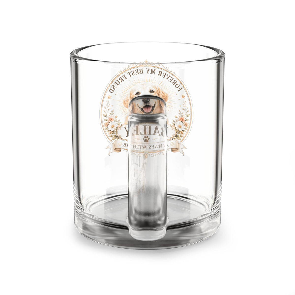 Milo Bailey Dog Dad Mom Glass Mug, 10oz Personalized Pet Glass Mug — "Forever My Best Friend" Memorial Dog Coffee Cup (10oz)