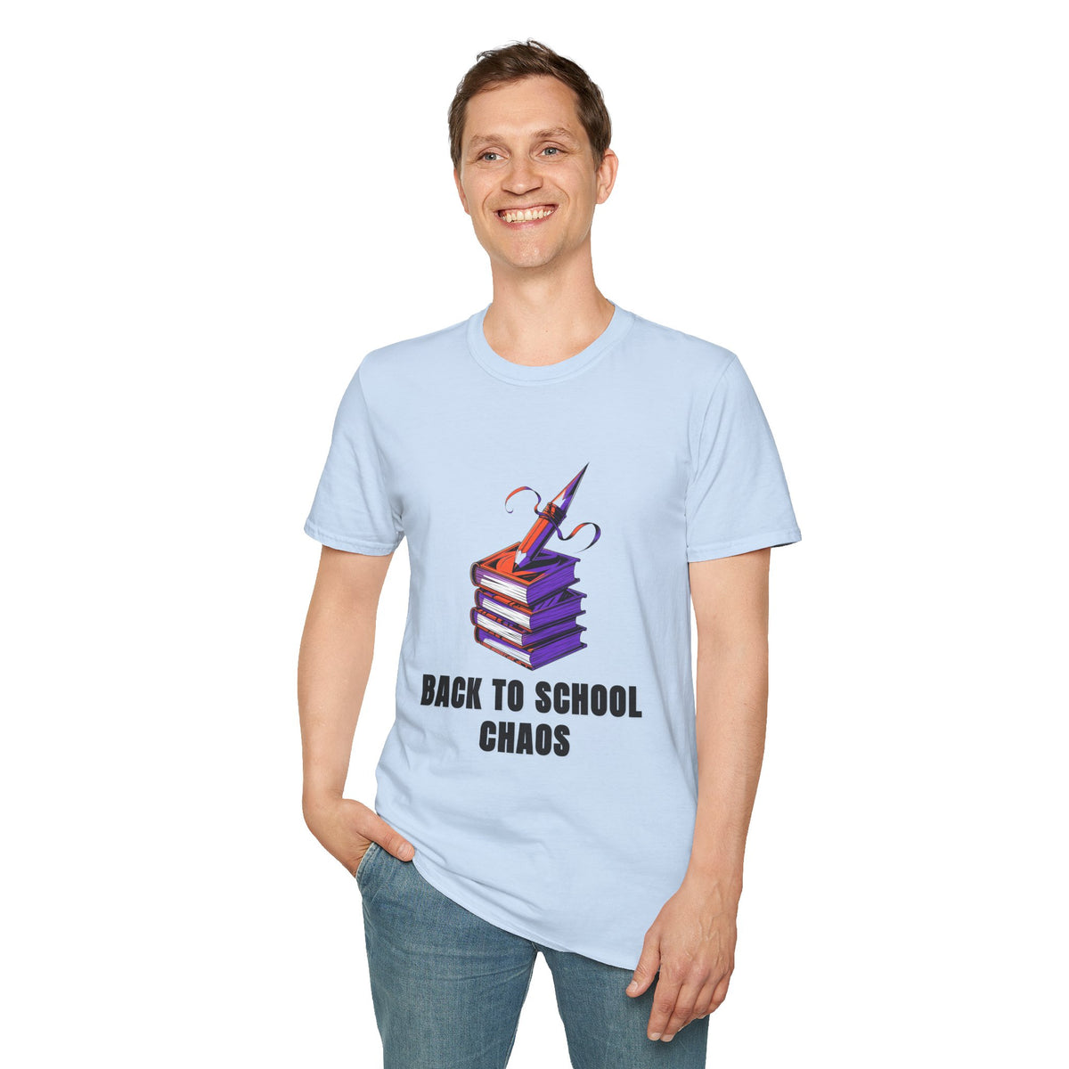 Back to School Chaos T-Shirt — Cute Stacked Books & Pencil Design - Trending Now - August 2026