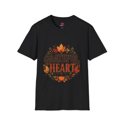 Grateful Heart T-Shirt — Autumn Leaves Thanksgiving Tee