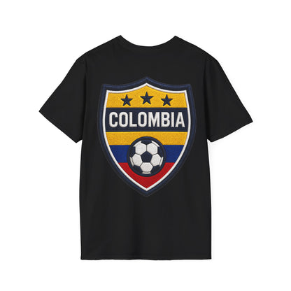 Columbia Soccer Player Graphic T-Shirt — "Golden Rhythm" Vibrant Beach Soccer Tee