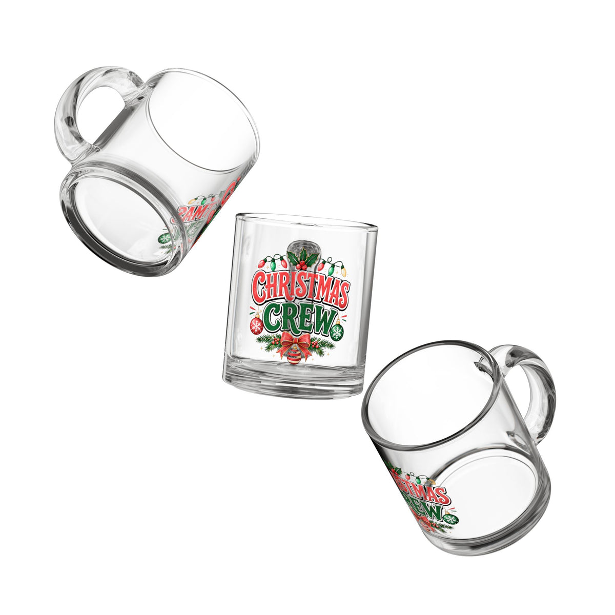 Christmas Glass Mug 10 oz Christmas Crew Glass Mug — 10 oz Festive Holiday Coffee Cup