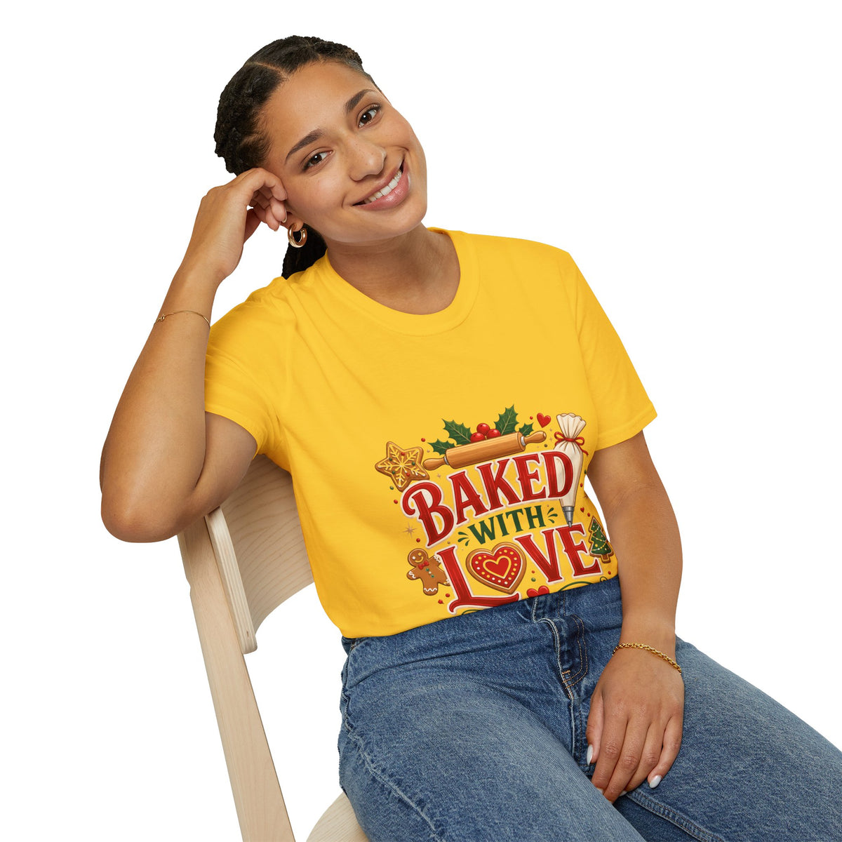 Baked With Love T-Shirt — Holiday Baking Christmas Cookie Chef Tee
