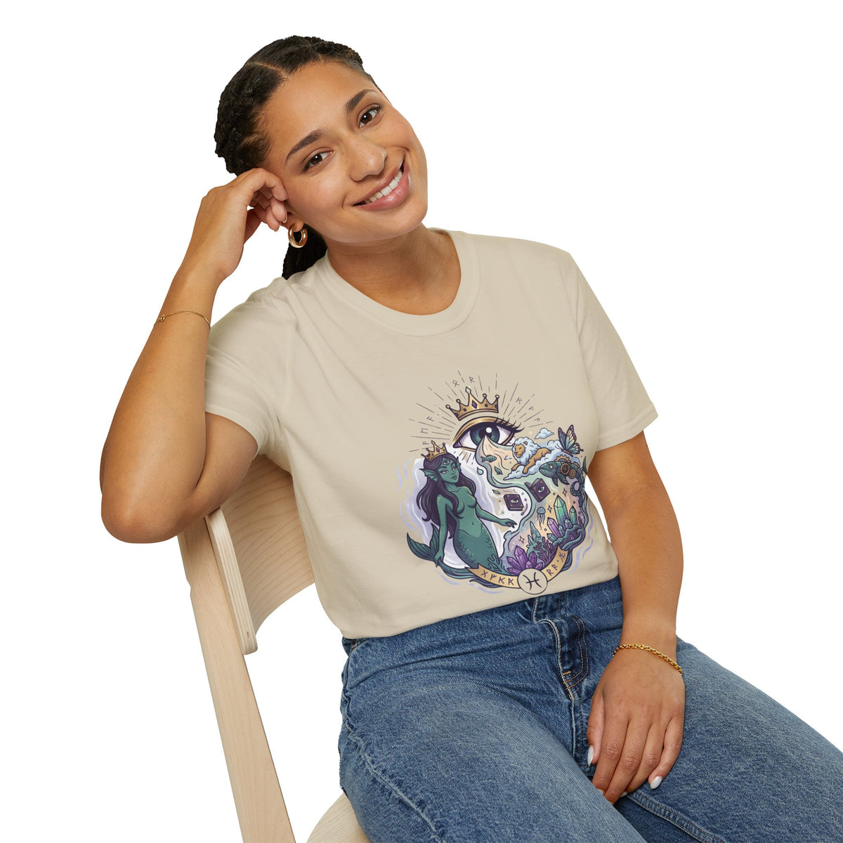 Pisces Zodiac Mystical Mermaid Art T-Shirt — "Sensitive soul with a wild imagination"