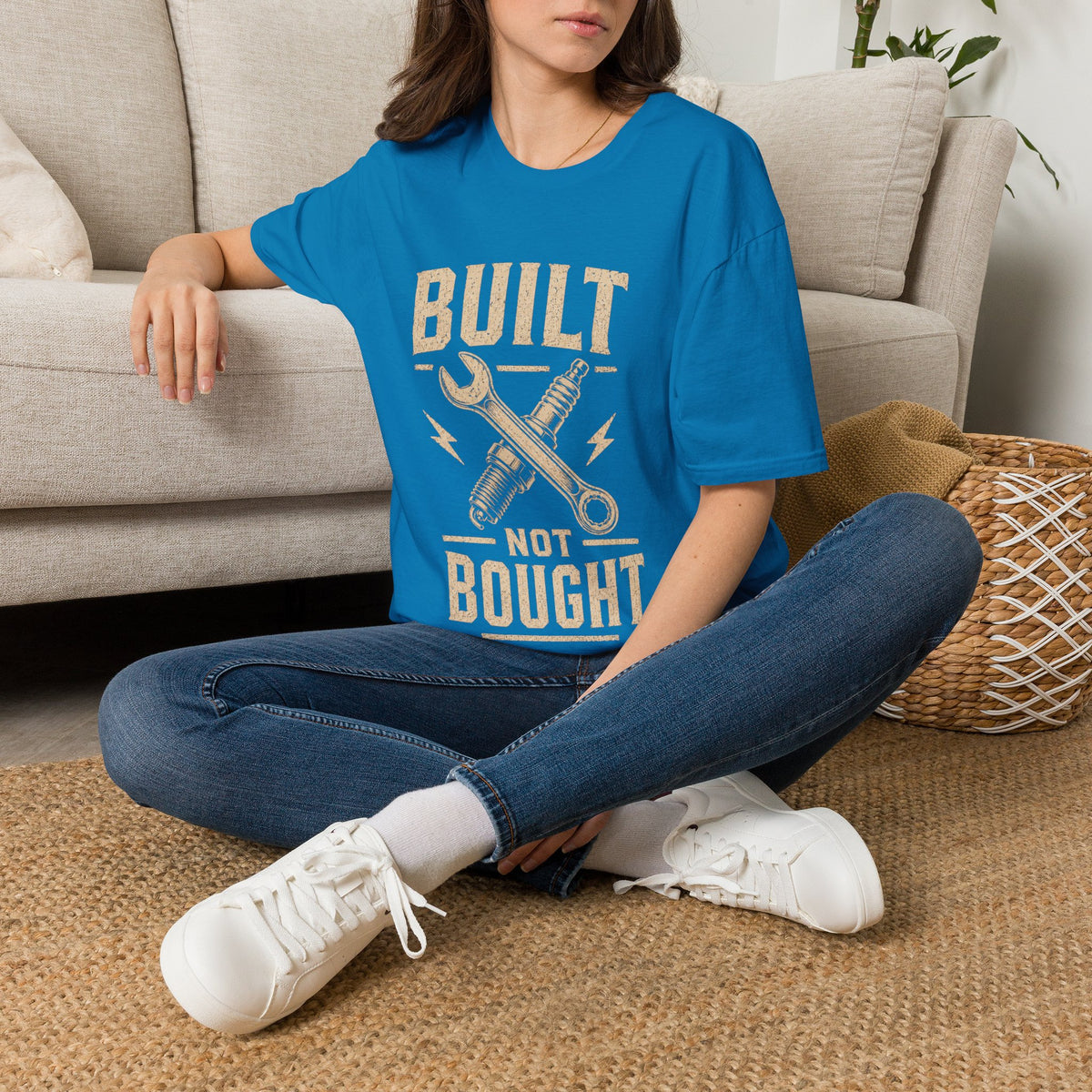 Built Not Bought T-Shirt — Vintage Mechanic DIY Garage Tee