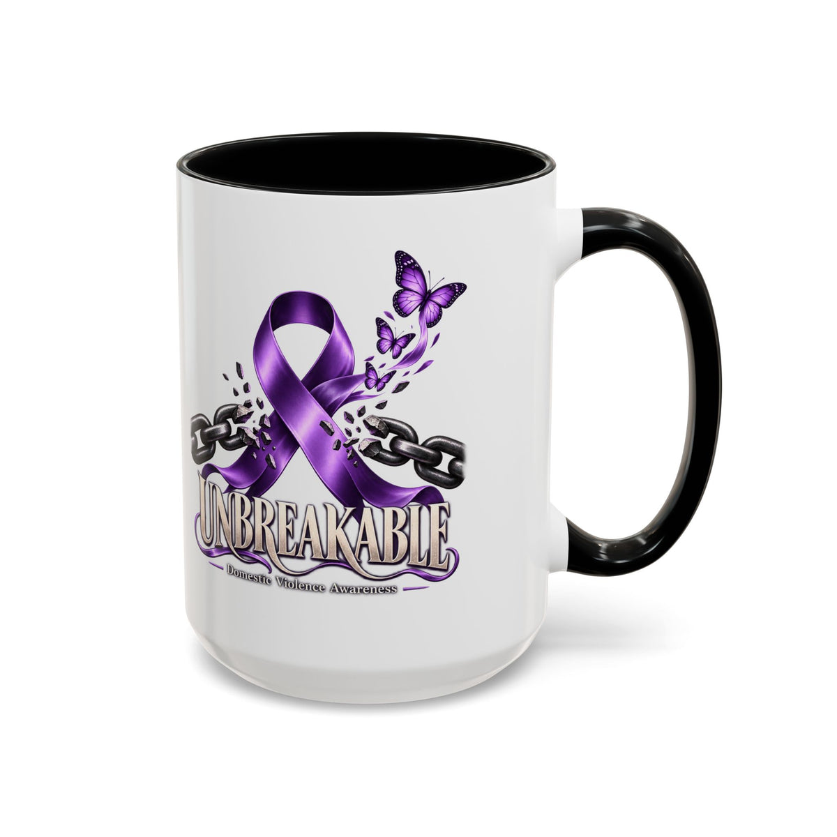 Unbreakable Purple Ribbon Coffee Mug —Domestic Violence Awareness Support Accent Mug