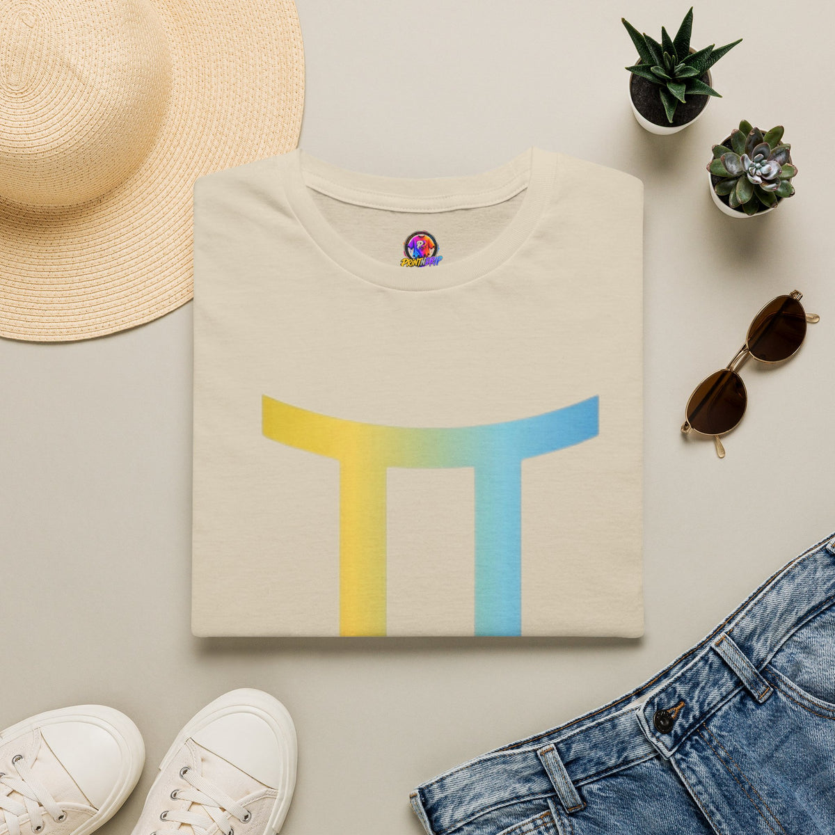 Gemini Drip Zodiac T-Shirt — Rainbow Gemini Symbol Tee