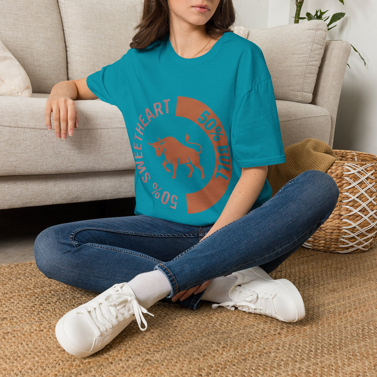 Bull Percentage Graphic T-Shirt — "50% Bull, 50% Sweetheart" Casual Tee