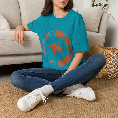 Bull Percentage Graphic T-Shirt — "50% Bull, 50% Sweetheart" Casual Tee